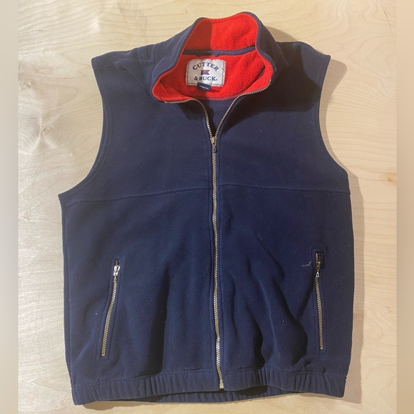 Cutter & Buck Red and Black Fleece Zip Up Vest Large (OD) - Picture 1 of 11